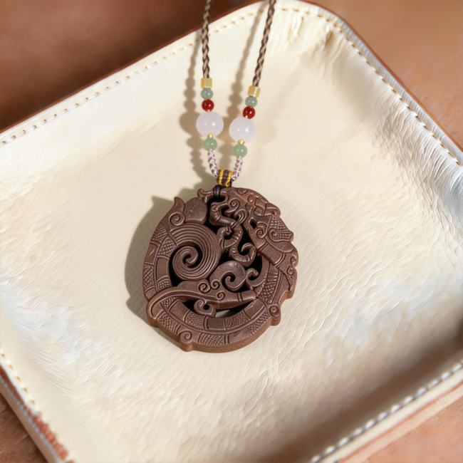 Peonymu Coiled Dragon Natural Incense Pendant Necklace, Handmade Portable Fragrance Charm Main Image