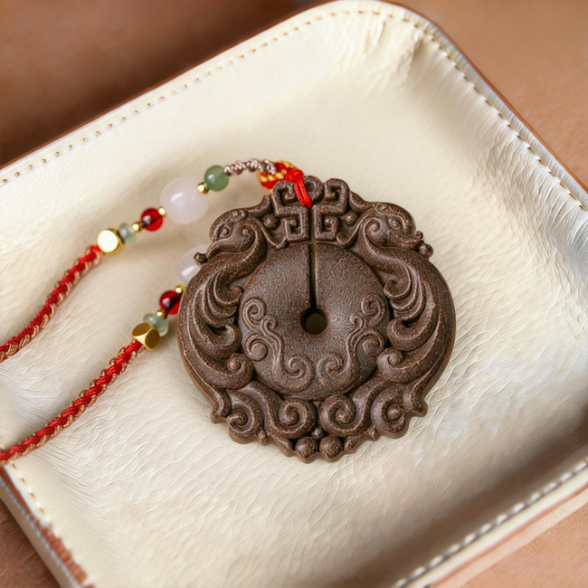 Dragon and Phoenix Auspicious Design, Traditional Style Handmade Men's and Women's Pendant Necklace Hover Image