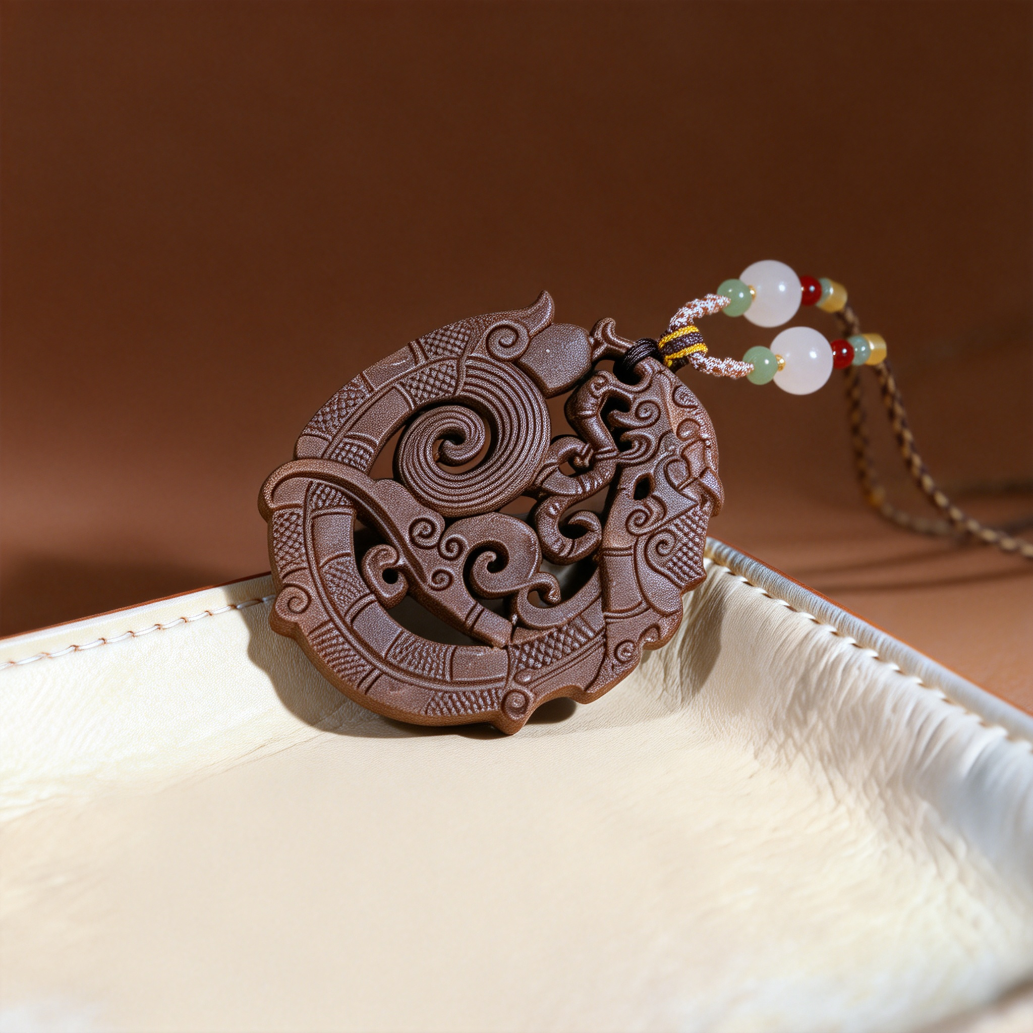 Peonymu Coiled Dragon Natural Incense Pendant Necklace, Handmade Portable Fragrance Charm