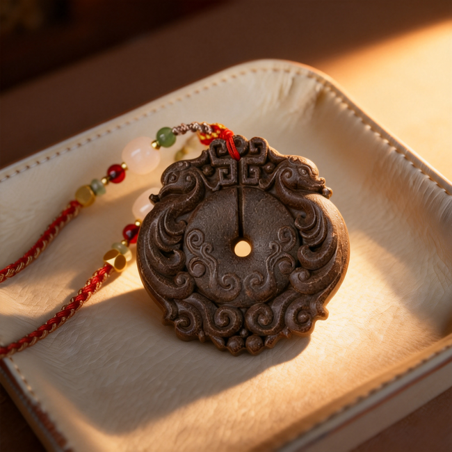 Dragon and Phoenix Auspicious Design, Traditional Style Handmade Men's and Women's Pendant Necklace Main Image