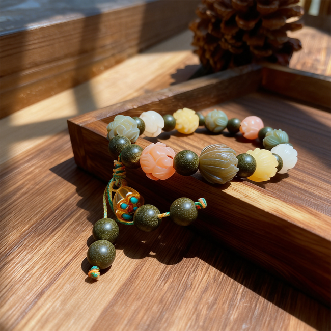 Peonymu Lotus Bodhi herbal medicine bracelet, natural fragrant herbal blend bead bracelet. Hover Image