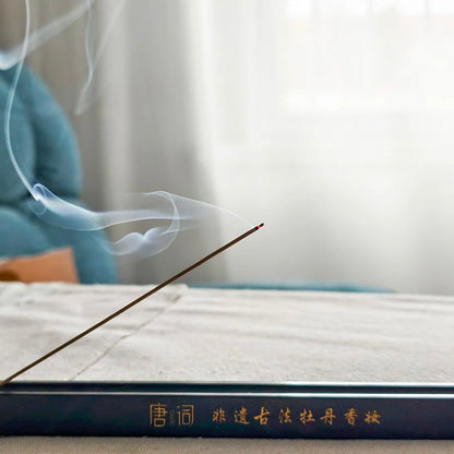 Tang Dynasty-style peony and agarwood incense sticks for calming the mind and focusing concentration.